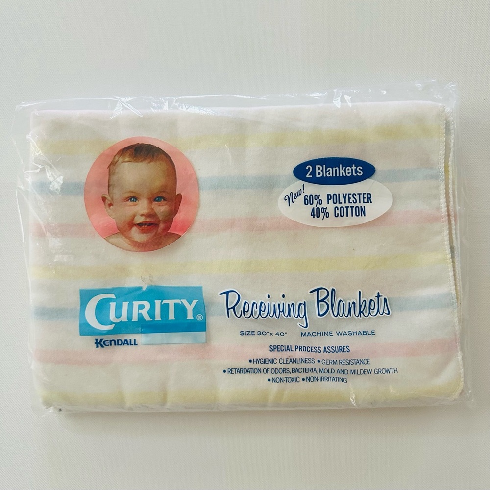 Vintage USA Curity Pastel Stripe Receiving Blankets Pastel Stripes Baby